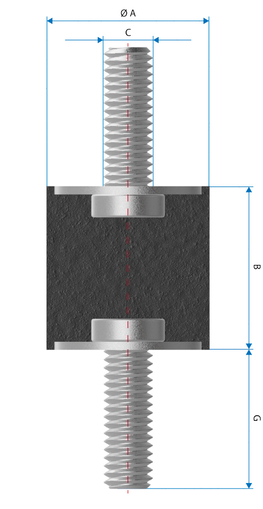 Radiaflex SE111 dimensions with two threaded studs
